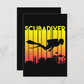 スキューバダイバーシルエットダイビングスイミングシーダイバー エンクロージャーカード (正面/裏面)