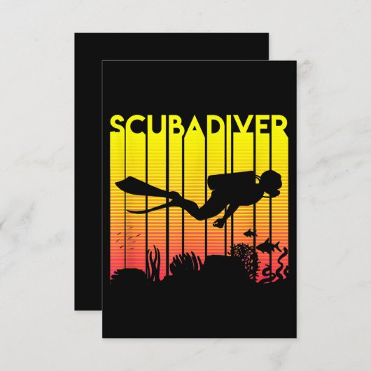 スキューバダイバーシルエットダイビングスイミングシーダイバー エンクロージャーカード (正面/裏面)