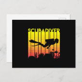 スキューバダイバーシルエットダイビングスイミングシーダイバー シーズンポストカード (正面/裏面)