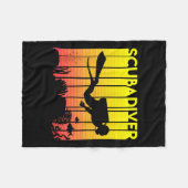 スキューバダイバーシルエットダイビングスイミングシーダイバー フリースブランケット (正面(横))