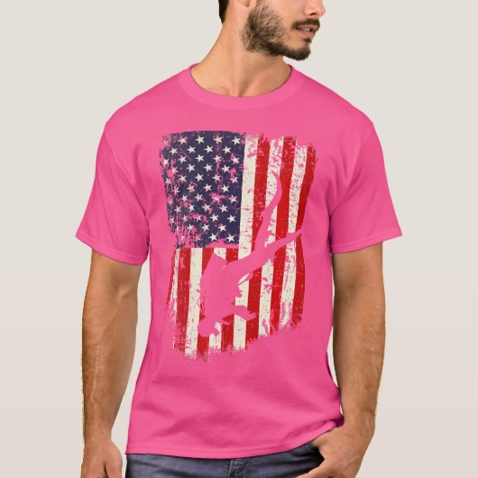 スキューバダイバースキューバダイビングアメリカ国旗 Tシャツ (正面)