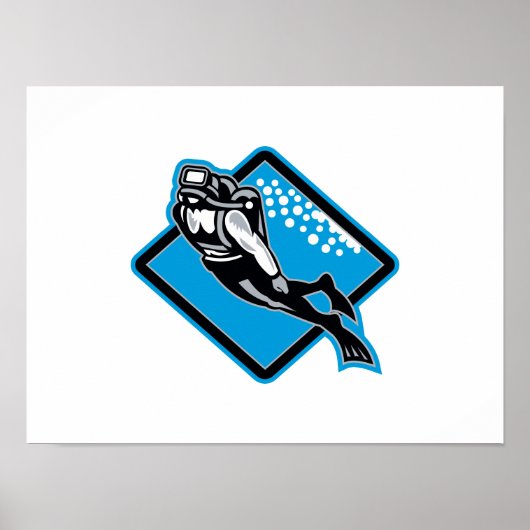 スキューバダイバーダイビングレトロ ポスター (正面)