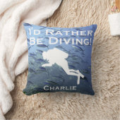 スキューバダイバーデザイン「もっとダイビングしたい」 クッション (ブランケット)