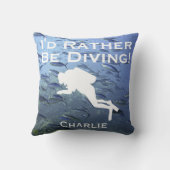 スキューバダイバーデザイン「もっとダイビングしたい」 クッション (裏面)