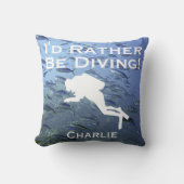 スキューバダイバーデザイン「もっとダイビングしたい」 クッション (正面)