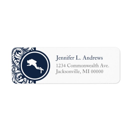 スキューバダイバーネイビーカラーダマスク差出人住所ラベル ラベル (正面)