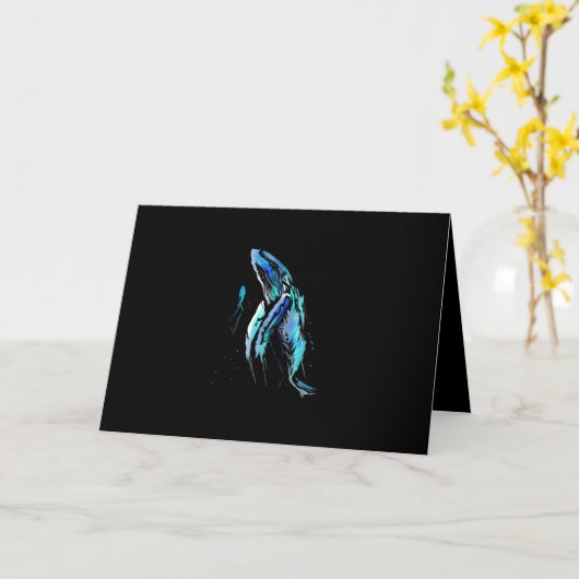 スキューバダイバーハンプバックホエールスイミングダイビングギフト カード (黄色い花)