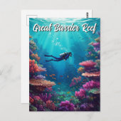 スキューバダイバーバ素晴らしーバリアリーフ ポストカード (正面/裏面)