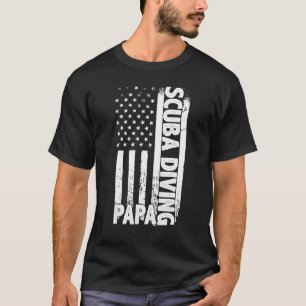 スキューバダイバーパパアメリカ国旗の父の日の男の子 Tシャツ