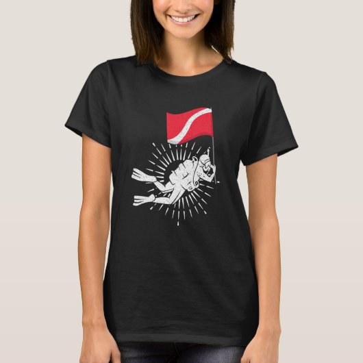スキューバダイバーフラッグ海水中ダイビング Tシャツ (正面)