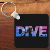 スキューバダイバー付きダイビング キーホルダー (正面)