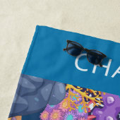 スキューバダイバー名前をカスタムするビーチタオル ビーチタオル (インサイチュ)