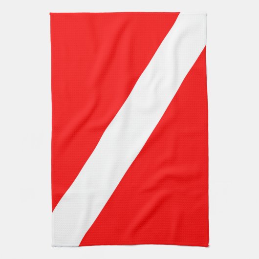 スキューバダイバー国旗の赤い対角線潜航シンボル キッチンタオル (縦)
