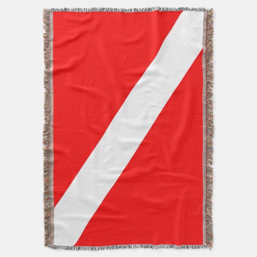 スキューバダイバー国旗の赤い対角線潜航シンボル スローブランケット (正面縦)