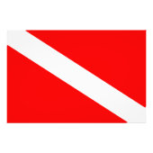 スキューバダイバー国旗の赤い対角線潜航シンボル フォトプリント            (正面)