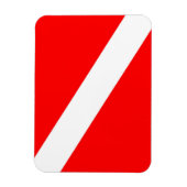 スキューバダイバー国旗の赤い対角線潜航シンボル マグネット (縦)