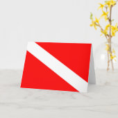 スキューバダイバー旗の赤い対角ダイブ記号 カード (黄色い花)