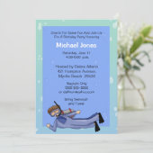 スキューバダイバー プールパーティー 誕生日招待状 招待状 (スタンド正面)