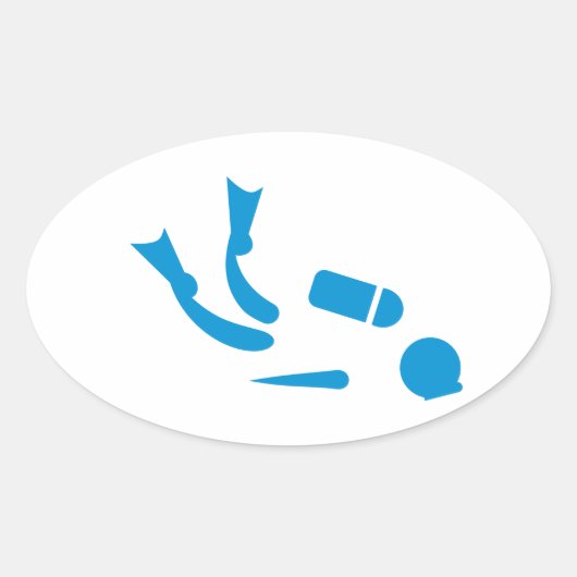 スキューバダイバー 楕円形シール (正面)