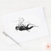 スキューバダイバー 楕円形シール (封筒)