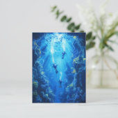 スキューバダイバー、水中シーン ポストカード (スタンド正面)