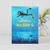 スキューバダイビングの誕生日パーティー招待状 招待状 (スタンド正面)