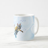 スキューバダイビングをする猫は海の中に潜っている コーヒーマグカップ (正面右)