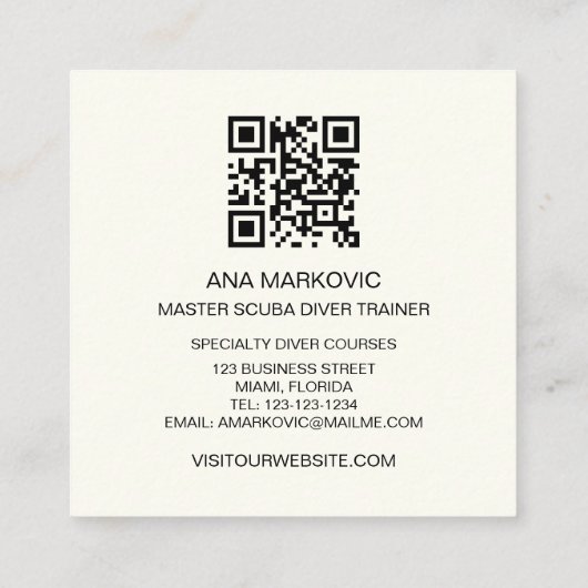 スキューバダイビングインストラクターフィットネスパーソナルトレーナー スクエア名刺 (裏面)