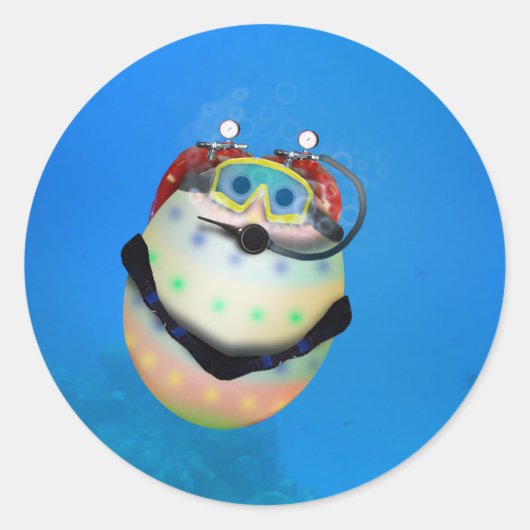 スキューバダイビングイースターエッグ ラウンドシール (正面)