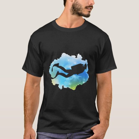 スキューバダイビングウォーターカラーダイバー海水中 Tシャツ (正面)