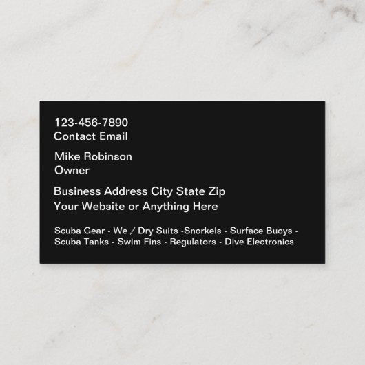 スキューバダイビングギア機器名刺 名刺 (裏面)
