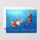 スキューバダイビングサンタ&シーホース葉書 シーズンポストカード (正面/裏面)