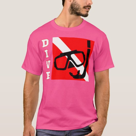 スキューバダイビングダイバーダウン国旗 Tシャツ (正面)