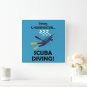 スキューバダイビングダイビングダイビング スクエア壁時計 (ホーム)