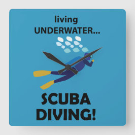 スキューバダイビングダイビングダイビング スクエア壁時計