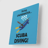 スキューバダイビングダイビングダイビング スクエア壁時計 (傾斜)