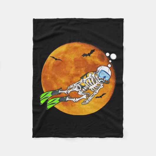 スキューバダイビングハロウィンスキューバダイバー フリースブランケット (正面)