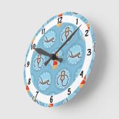 スキューバダイビングパターン – かわいいスキューバテーマ ラウンド壁時計 (傾斜)