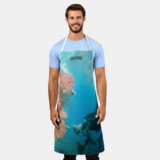 スキューバダイビングパーソナライズされた エプロン (着用した状態)