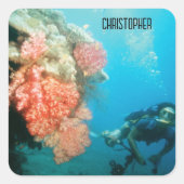 スキューバダイビングパーソナライズされた スクエアシール (正面)