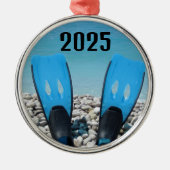 スキューバダイビングフィンのビーチオーナメント メタルオーナメント (正面)