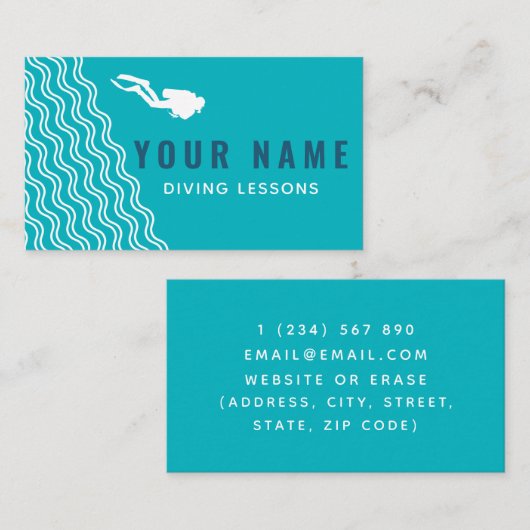 スキューバダイビングレッスンインストラクターダイバーシーカラー 名刺 (正面/裏面)