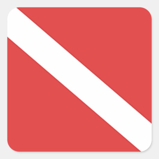 スキューバダイビングロゴ – ダイバーの赤旗 スクエアシール (正面)