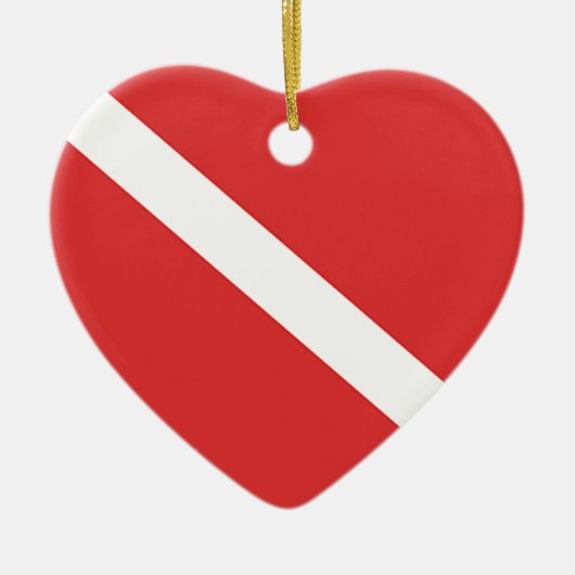 スキューバダイビングロゴ – ダイバーの赤旗 セラミックオーナメント (正面)