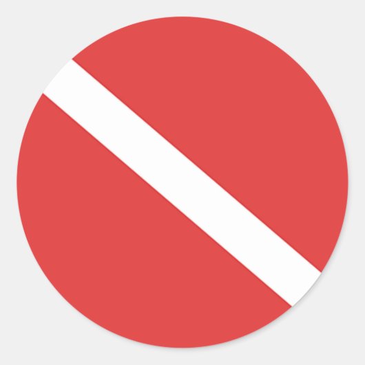 スキューバダイビングロゴ – ダイバーの赤旗 ラウンドシール (正面)