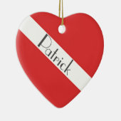 スキューバダイビングロゴ – ダイバーズ赤いハート旗セラミック  セラミックオーナメント (右)