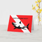 スキューバダイビング国旗とサメ誕生日 カード (黄色い花)