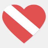 スキューバダイビング国旗 – ダイバーエンブレムレッドホワイト ハートシール (正面)