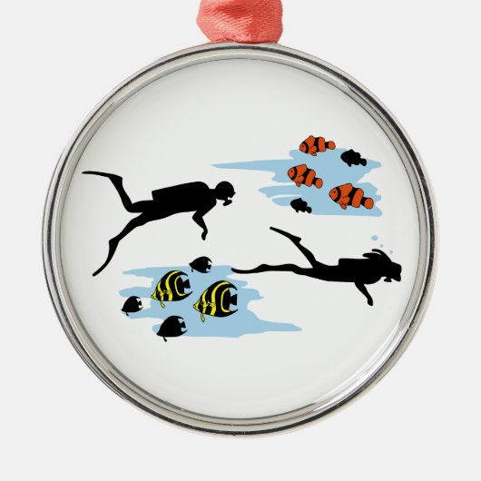 スキューバダイビング場面 メタルオーナメント (正面)