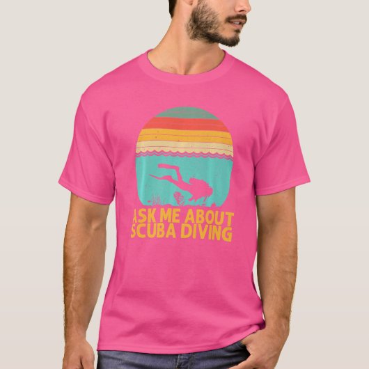 スキューバダイビング女子男性へ水中ダイバー Tシャツ (正面)